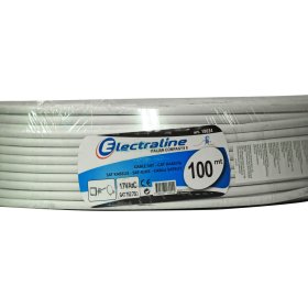 TV antenos kabelis ELECTRALINE TV/SAT 17VATC(Cu), centrinis varinis laidininkas, baltos spalvos, 18024, (rul 100m)