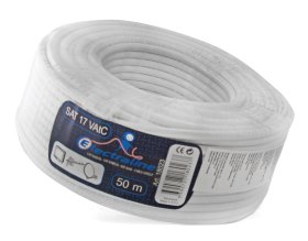 TV antenos kabelis ELECTRALINE TV/SAT 17VATC(Cu), centrinis varinis laidininkas, baltos spalvos, 18023, (rul 50m)