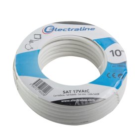 TV antenos kabelis ELECTRALINE TV/SAT 17VATC(Cu), centrinis varinis laidininkas, baltos spalvos, 18020, (rul 10m)