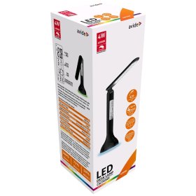 Stalinis šviestuvas AVIDE Abldlrgb-Calendar-4W-Bl, 18 LED, 4 W, 4000K, 250 lm, įkraunamas, dimer., juodos sp., LCD ekranas, USB įkrovimas, RGB, CR2032 baterija