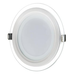 Įmontuojamas šviestuvas ORRO P-13, panelė, įleidžiama, LED 12 W, 220-240 V, 800 lm, 3000 K, apvali, stiklinė, balta, 30000 h, P-13