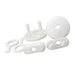 Kištukinio lizdo dangteliai RUMLUX Zg1, baltos sp., apsauga nuo vaikų, komplekte 4 vnt. dangtelių: 2 vnt. apvaliam ir 2 vnt. plokščiam kištukiniam lizdui