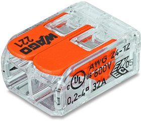 Jungtis laidams WAGO 221-412/5, 0,02-4 mm, 32 A, 2 laidų, universali, 5 vnt.