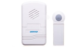 Skambutis ORNO Or-Db-Kh-122, baltos sp., 75m bevielis, 3xAA (kompl. nėra), mygtuko elementas CR2032 (yra kompl.) drėgmei atsparus mygtukas IP44