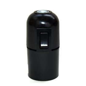 Lempos lizdas ELECTRALINE, E27, 250V, su jungikliu, juodos splavos, 71106