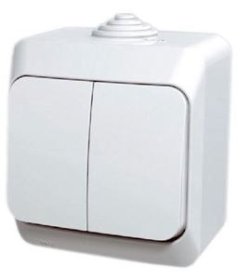 Jungiklis SCHNEIDER Cedar Plus, 2 klavišų, paviršinis, baltos spalvos, IP44, WNT-500Y, WDE000550