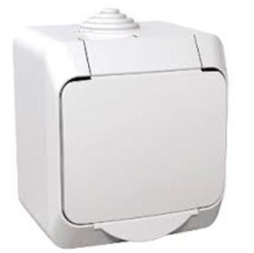 Kištukinis lizdas SCHNEIDER Cedar Plus, 1 vietos, paviršinis, su įž., IP44, su dangteliu, baltos sp., WDE000541