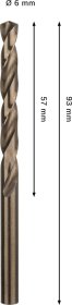 Grąžtas metalui BOSCH HSS-Co, DIN 338, 6 × 57 × 93 mm