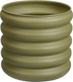 Lauko vazonas, metalinis, banguotas, žalsvos sp., 30 x 30 x 28 cm.