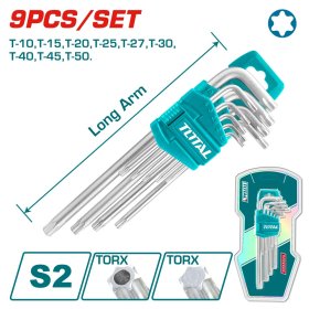 Žvaigždučių raktų TORX rinkinys TOTAL, CR-V, T10-T50, 9vnt., THT106392