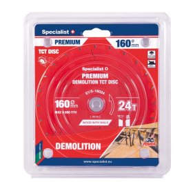 Medienos pjovimo diskas SPECIALIST+ Demolition, akumuliatoriniams pjūklams, 160x20 mm, 24 dantys