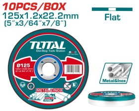 Abrazyvinių metalo pjovimo diskų rinkinys TOTAL, 125x1,2x22 mm, 10 vnt., TAC2211255