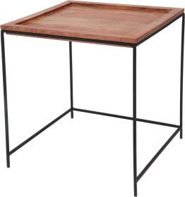 Metalinis staliukas mediniu stalviršiu, juodos sp., 40 x 40 cm, aukštis 41 cm