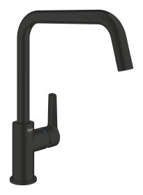 Plautuvės maišytuvas GROHE QUICKFIX START, su U-formos snapu, 150° pasukimo kampu, juoda matinė spalva, 304702430