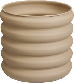 Lauko vazonas, metalinis, banguotas, smėlio sp., 30 x 30 x 28 cm.