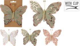 Kalėdinė dekoracija Drugelis, 3 vnt., su segtuku, 3 skirtingos sp., 15 x 12 x 1,5 cm