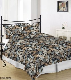 Patalynės užvalkalų komplektas KARALIŠKAS MIEGAS, 200 x 220, 50 x 70cm, 3 dalių su užtrauktuku, lapų rašto, rudos sp.