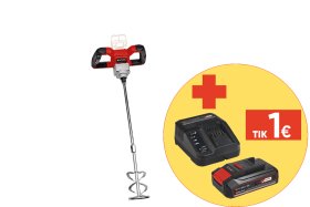Akumuliatorinė mišinių maišyklė EINHELL TE-MX 18 Li, Solo, 18 V, Li-ion, be akumuliatoriaus ir kroviklio, tvirtinimas M14, yra maišytuvas Ø 100 mm