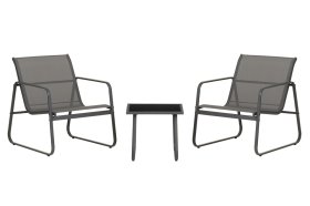 Lauko baldų komplektas 4LIVING Riina, komplektą sudaro 2 krėslai ir stalas, pilkos sp.