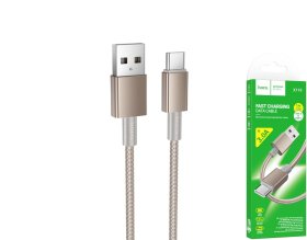 Įkrovimo laidas HOCO 119, USB A - Type C, sustiprintas, palaikomas įkrovimas iki 3A, laido ilgis 1m, aukso sp.