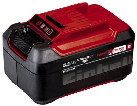 Akumuliatorius EINHELL PXC+ 18V, talpa 5,2 Ah, korpusas apsaugotas nuo dulkių, korozijos ir mechaninių pažeidimų