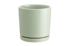 Kambarinis keraminis vazonas 4Living Tapiola, su lėkštute, žalios sp., 15 x 15 x 15,5 cm.