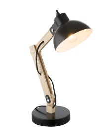 Stalinis šviestuvas GLOBO Tongariro, E27, 1 x 40W, 230V, su jungikliu, šviesus medis, juodos spalvos metalas, 320 x 160 x 450 mm, 21504
