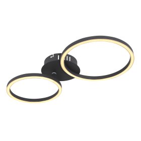 Lubinis LED šviestuvas GLOBO Kendy, 24W, 230V, 2744 lm, 3000K, metalas juodos sp., žiedo skersmuo 250 mm ir 205 mm, 490 x 247 x 72 mm, 67233-24S