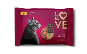 Konservuotas kačių ėdalas MY LOVE, su vištiena, 4x85 g