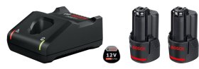 Akumuliatorių ir kroviklio komplektas BOSCH Professional, Starter Set, komplekte 2 x 3,0 Ah akumuliatoriai ir kroviklis, 1600A019RD