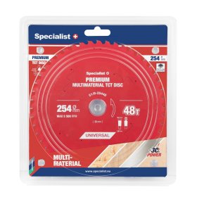 Medienos pjovimo diskas skersinio pjovimo staklėms SPECIALIST+ Multimaterial, 254x30 mm, 48 dantys