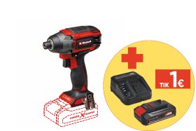 Akumuliatorinis smūginis suktuvas EINHELL TP-CI 18/220 Li BL - Solo, 18 V, 1/4'' griebtuvas, bešepetėlis variklis, maks. Sukimo momentas 220 Nm, be akumuliatorių ir kroviklio