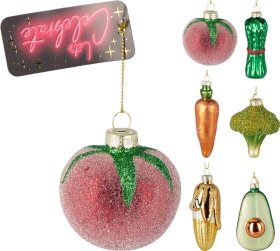 Eglutės žaisliukas Daržovės, stiklas, 6 skirtingi dizainai, 5 x 9 cm