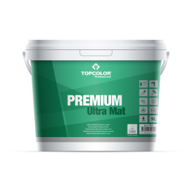 Vandeniniai vidaus dažai TOPCOLOR Premium Ultra Mat, 9 l, balti, matiniai