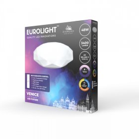 Lubinis LED šviestuvas EUROLIGHT Venice, 48 W, 185-265 V, 3120 lm, IP20, su pultu, dimeriuojamas, deimanto formos, 480 x 110 mm, PL-DS-48W-DIM-CCT