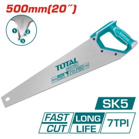 Pjūklas TOTAL, medžiui, trigubo galandinimo, SK5 plienas 7TPI, 500 mm, THT55206D