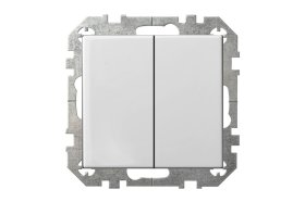Perjungiklis LIREGUS Epsilon Profi Line, 2 klavišų, įleidžiamas, baltos sp., spyruokliniai pajungimo kontaktai, IP6+6.10-201-01.E/B  