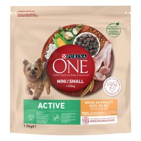 Sausas ėdalas šunims ONE MINI Active, su vištiena ir ryžiais, 1,5kg