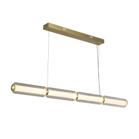 Pakabinamas LED šviestuvas SEARCHLIGHT Mod, 27,5W, 230V, 3000K, 3269lm, satininis varis, opalinis akrilas ir skaidrus stiklas, 1090 x 80 x 500 mm, maksimalus aukštis 1270 mm, 26254SB