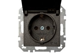 Kištukinis lizdas LIREGUS Epsilon Profi Line, 1 vietos, įleidžiamas, antracito sp., su įžeminimu, spyruokliniai pajungimo kontaktai, IKL16-208-01.E/J