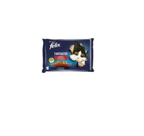 Konservuotas ėdalas katėms FELIX Fantastic, su mėsa ir padažu, 4vnt x 100g