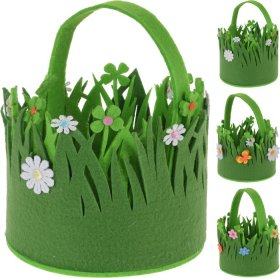 Velykinis gėlėtas krepšelis, veltinio medžiaga