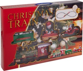 Kaledinio traukinio rinkinys, 39 vnt. dalių, su garsu ir šviesomis, bendras bėgių ilgis 698 cm, be baterijų