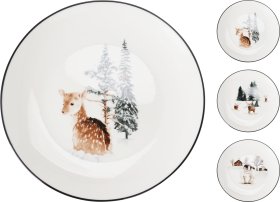 Lėkštė, kaulinis porcelianas, baltos sp., 3 skirtingi kalėdiniai dizainai, skersmuo 19 cm