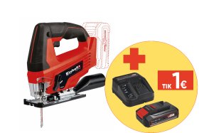 Akumuliatorinis siaurapjūklis EINHELL TC-JS 18 Li - Solo, 18 V, pjovimo kampo reguliavimas, dulkių nusiurbimas, be akumuliatorių ir kroviklio