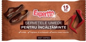 Drėgnos servetėlės batams EXPERTTO, 15 vnt.