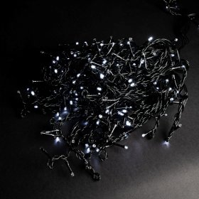 Šviečianti girlianda-varveklis SUNLUX R11, 270 LED su plonu laidu, 11 m., balta mirksinti spalva, IP44, tinka naudoti lauke, 11M-270-2