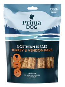 Skanėstas šunims PRIMADOG, kalakutienos ir stirnienos juostos, 80g