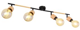 Kryptinis šviestuvas GLOBO Jorna, E27, 4 x 40W, 230V, metalinis, su medžiu, matinės juodos sp., 80 x 170 x 800 mm, 54031-4
