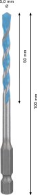 Universalus grąžtas BOSCH EXPERT HEX-9, 5 x 50 x 100 mm